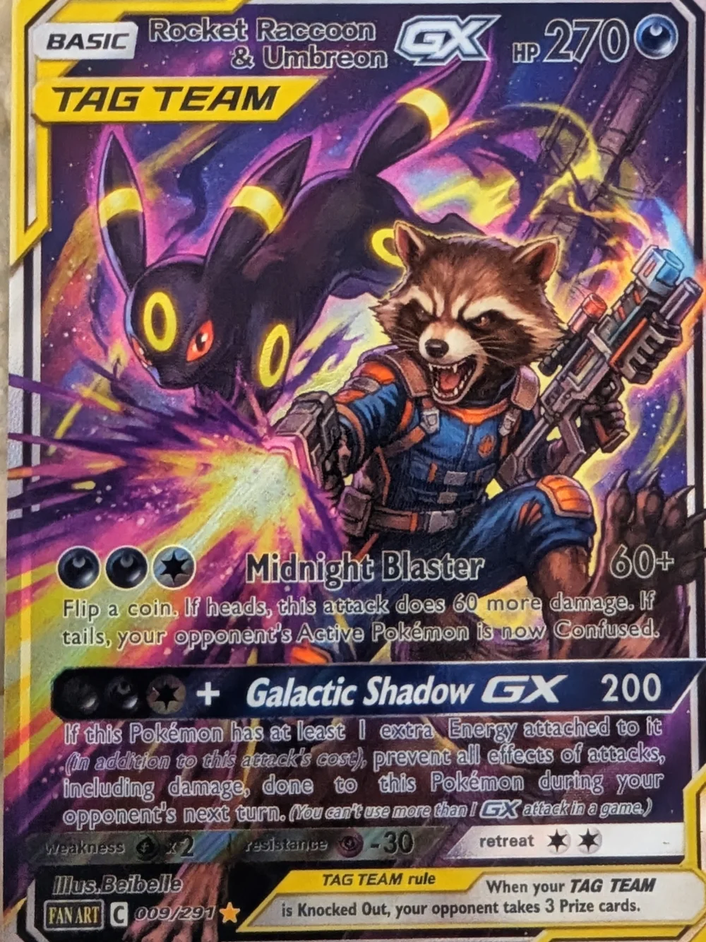 Rocket Raccoon & Umbreon GX Tag Team - Colorful Holo Art